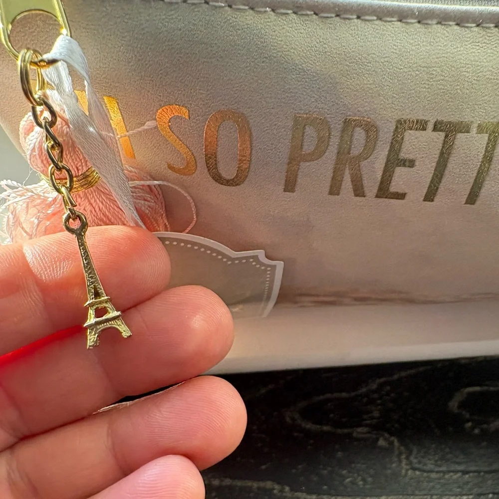 Paris Cosmetic Travel Bag with Tassel Eiffel Tower Charm Keychain